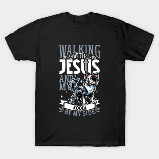 Jesus and dog - Australian Koolie T-Shirt